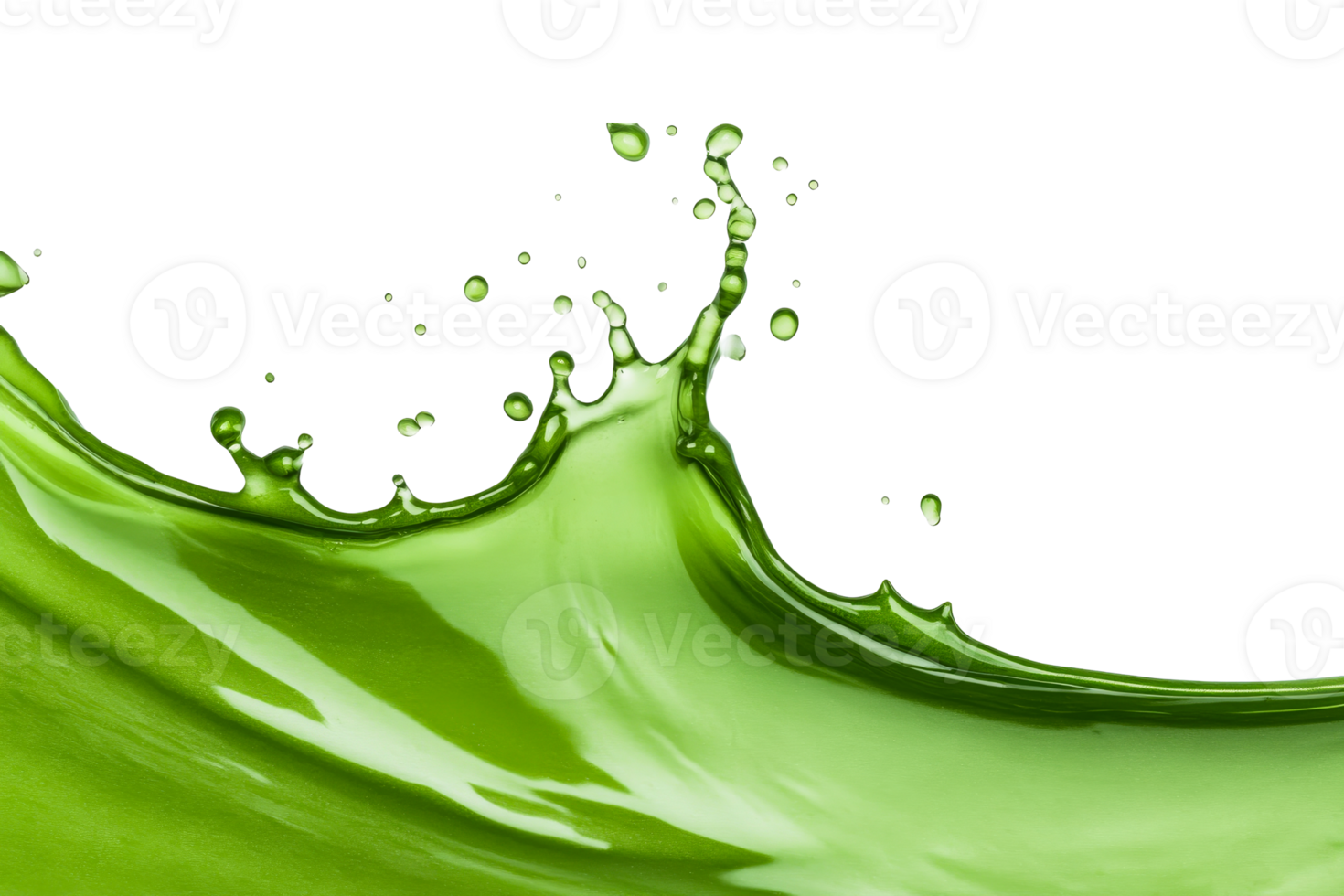 Vivid splash of green paint, dynamic movement, cut out transparent png