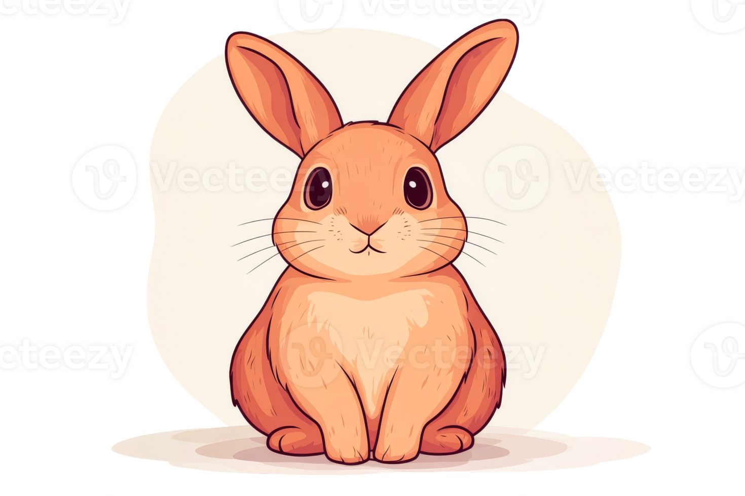 Charming Orange Bunny Rabbit Illustration with Whimsical Features, cut out transparent png