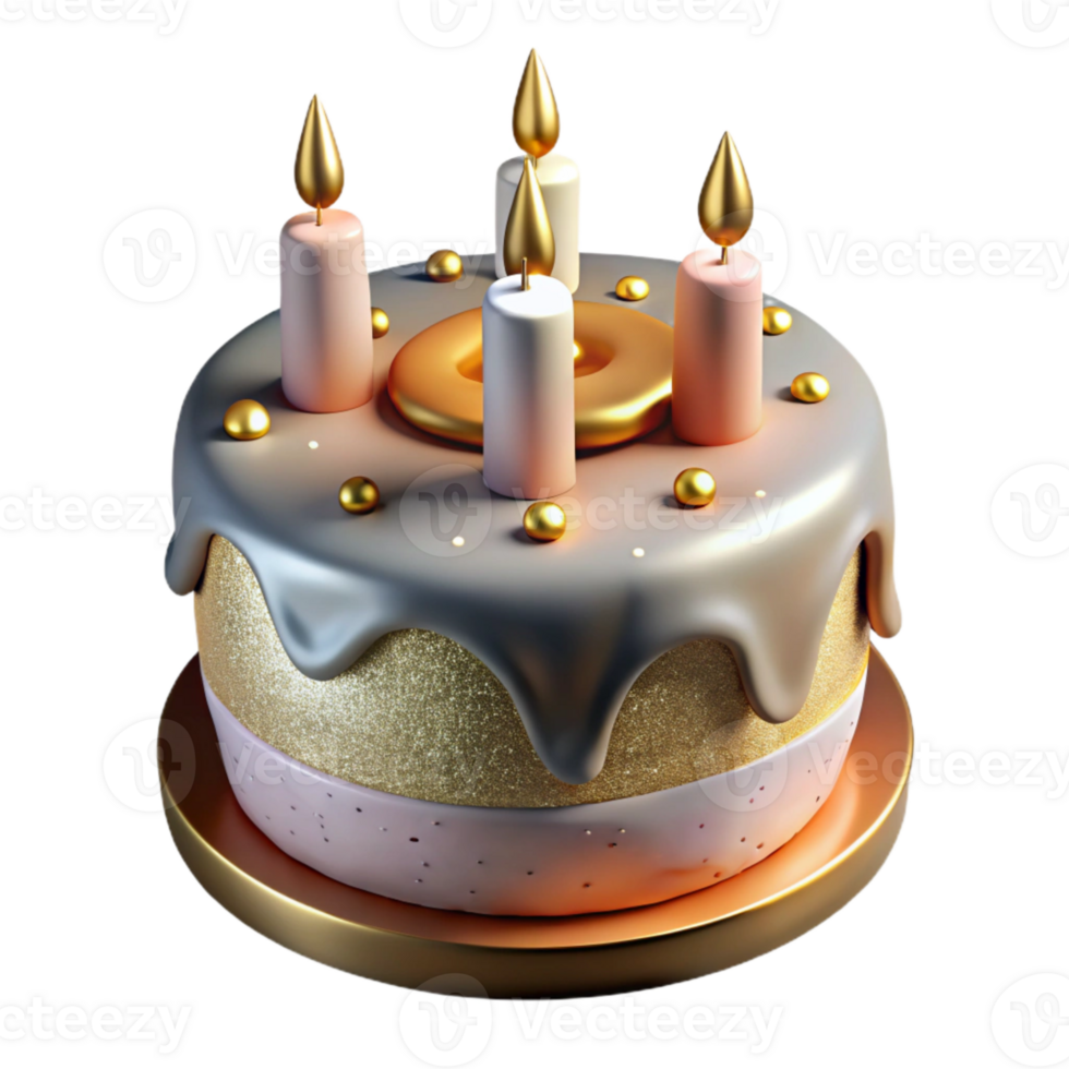 serene creative Birthday Cake with Number Candles Isolated png