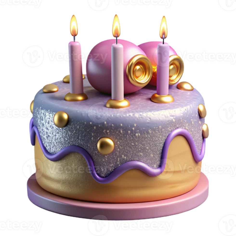 extraordinary artistic Birthday Cake with Number Candles Isolated high quality png