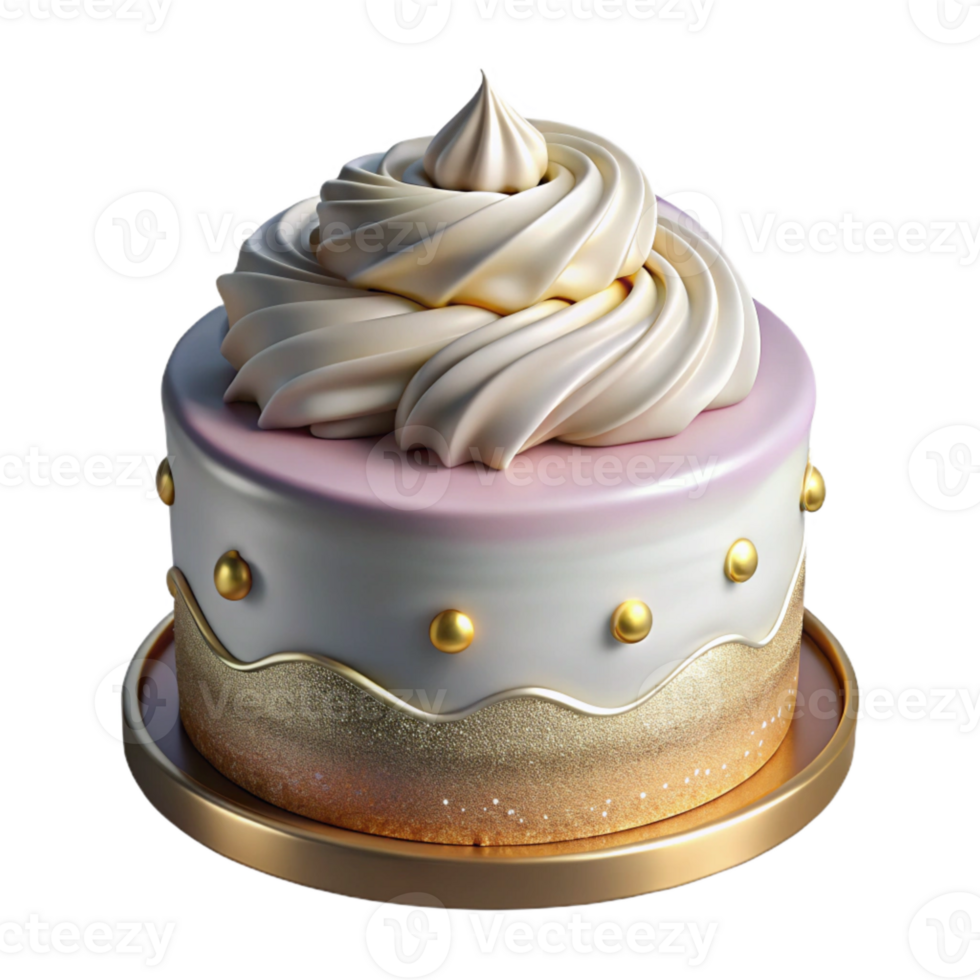 elegant artistic Birthday Cake with Whipped Cream Isolated high quality png