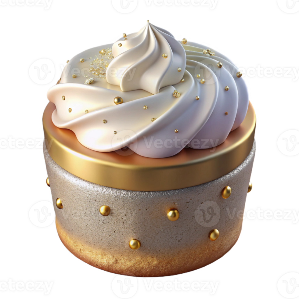wonderful creative Birthday Cake with Whipped Cream Isolated detailed png