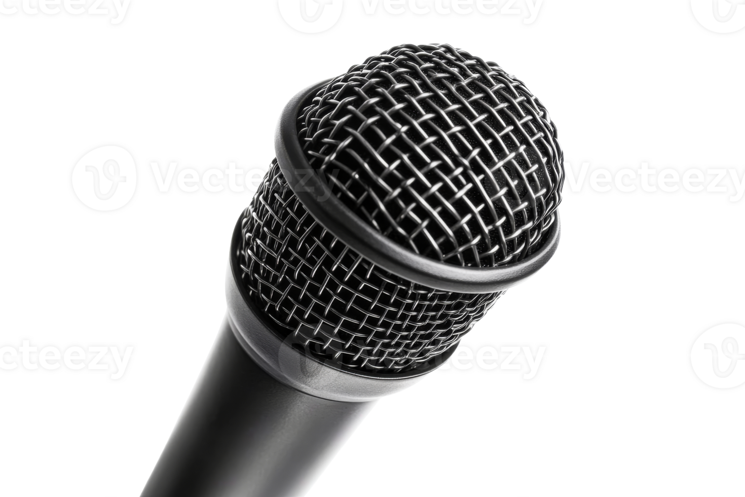 Dynamic microphone close-up, studio equipment, sound technology, audio recording, cut out transparent png