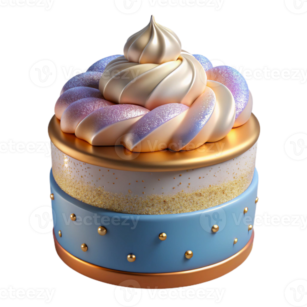impressive rustic Birthday Cake with Whipped Cream Isolated high quality png