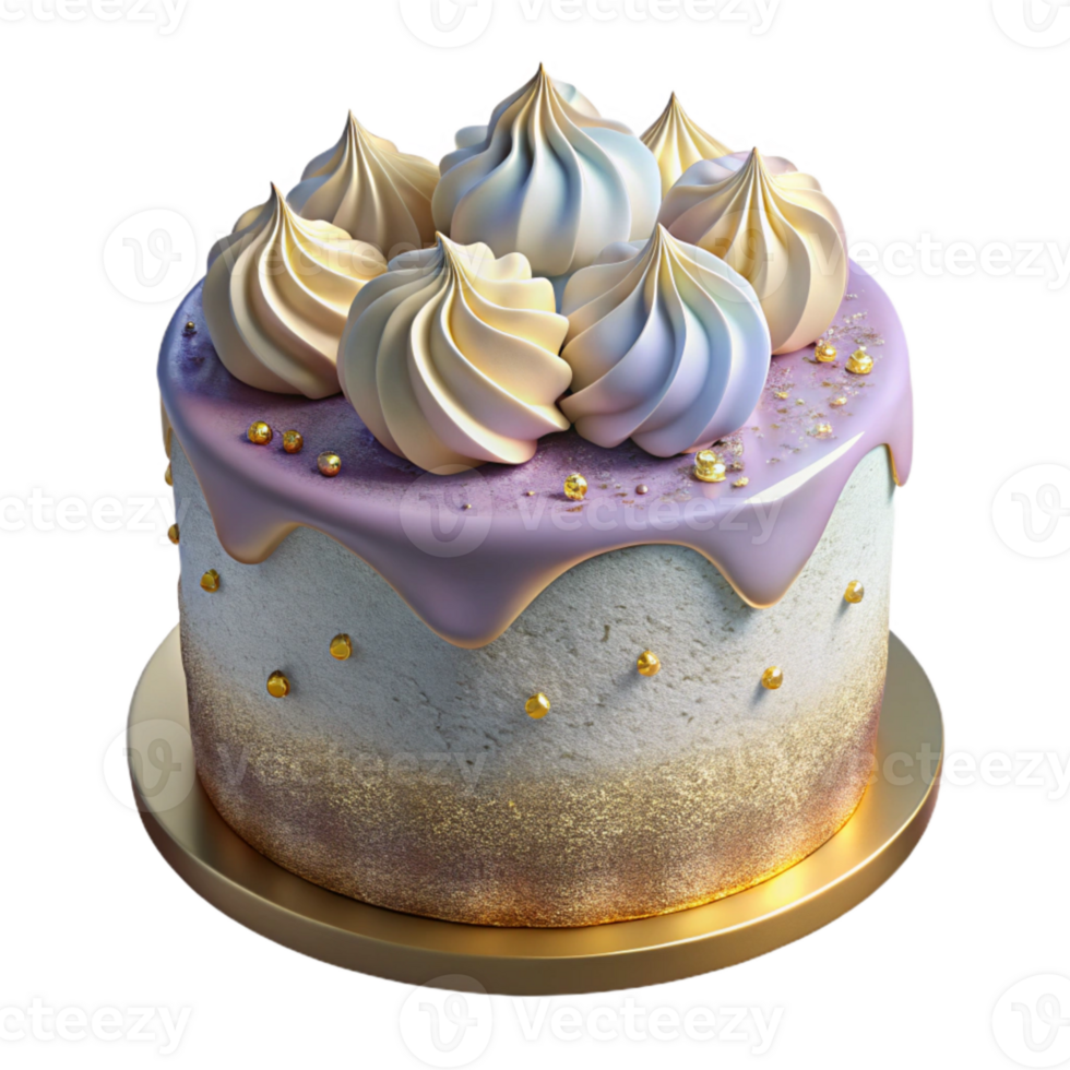 impressive minimalist Birthday Cake with Whipped Cream Isolated high resolution png