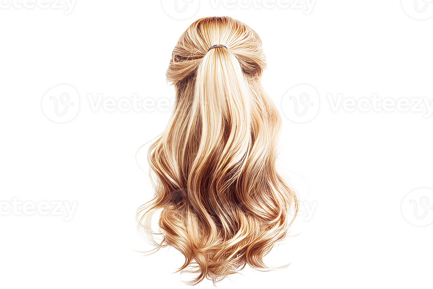 Wavy blonde ponytail, highlighted, fashion, cut out transparent png