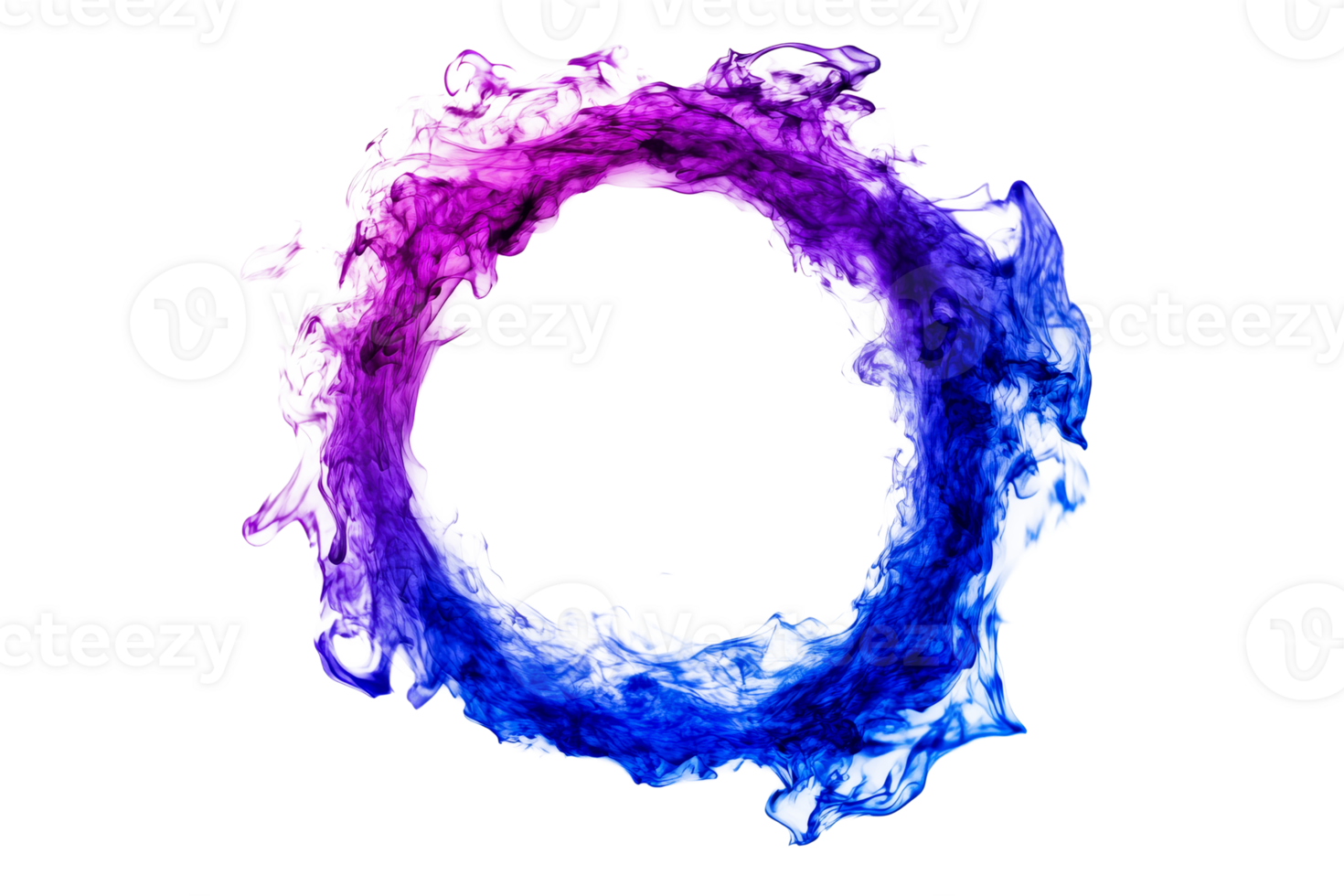 Ink splash in a ring shape with gradient, creative frame , cut out transparent png