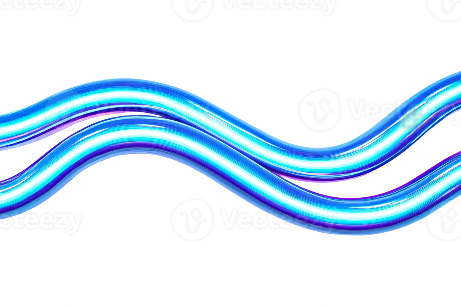 Neon curved lines glow dynamically on dark background, cut out transparent png