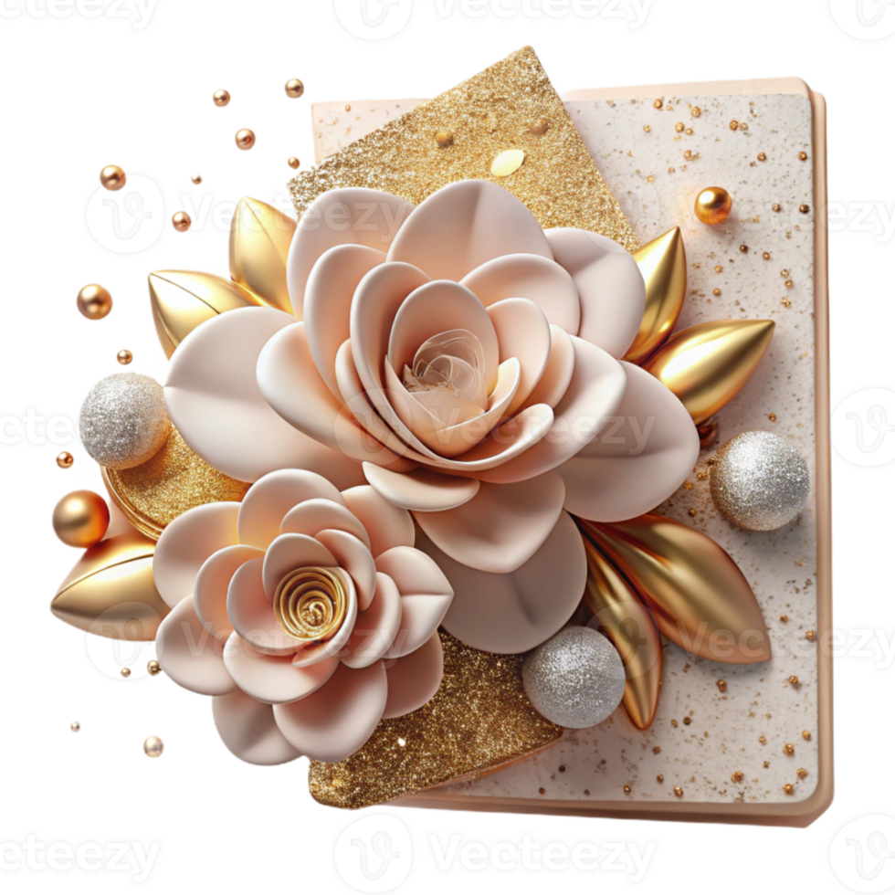 wonderful rustic Birthday Card Template with Flowers Isolated detailed png