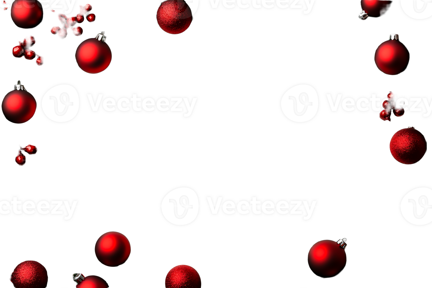 Elegant red ornaments and berries border, festive, holiday, cut out transparent png