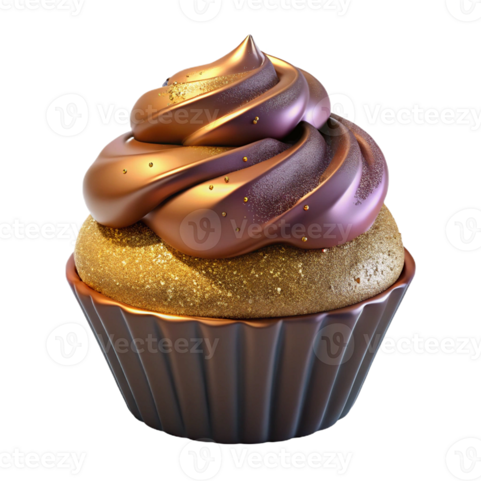 impressive rustic Birthday Cupcake with Chocolate Frosting Isolated detailed png