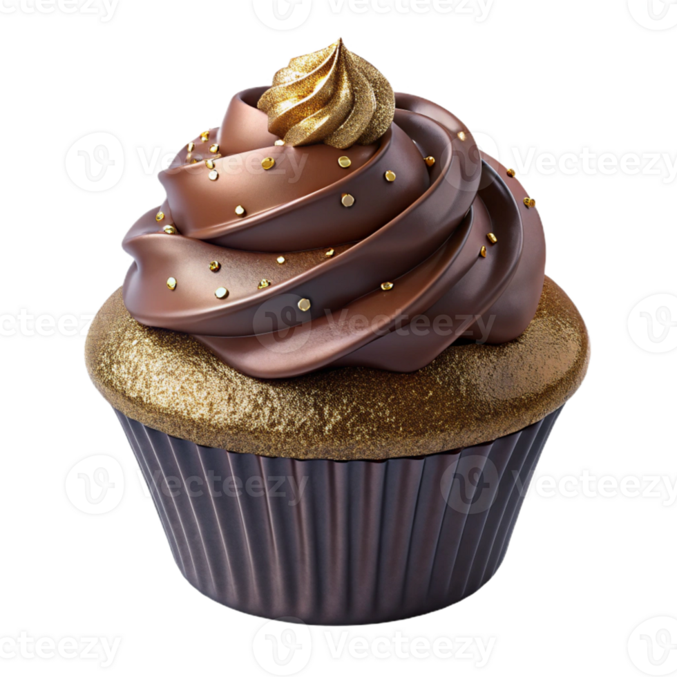 impressive classic Birthday Cupcake with Chocolate Frosting Isolated detailed png