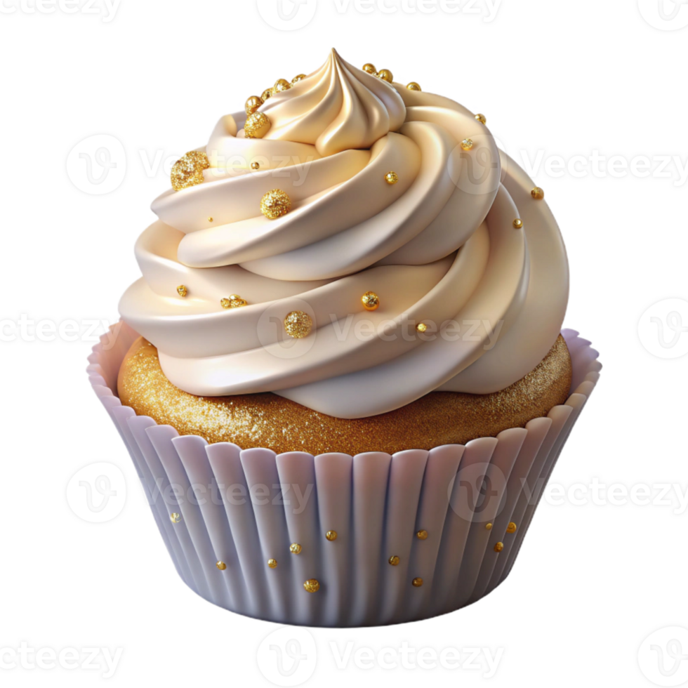 vibrant traditional Birthday Cupcake with Vanilla Frosting Isolated high resolution png