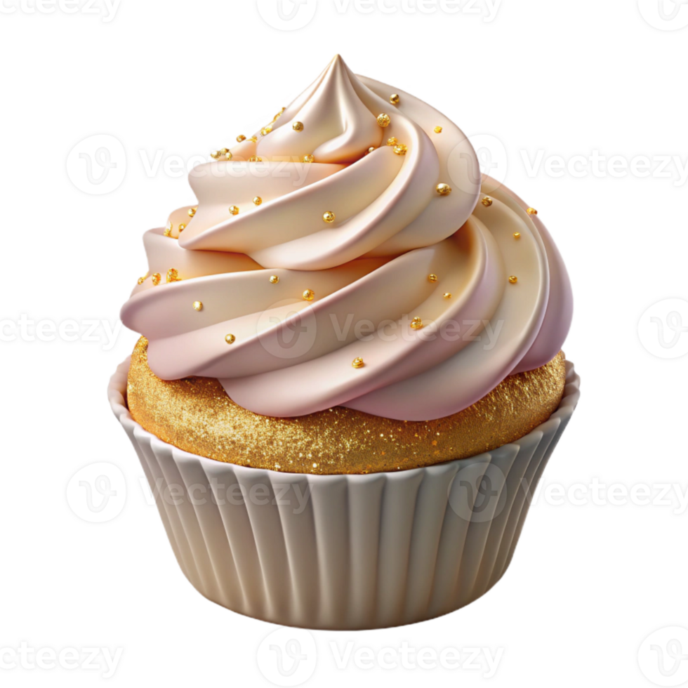 serene rustic Birthday Cupcake with Vanilla Frosting Isolated detailed png