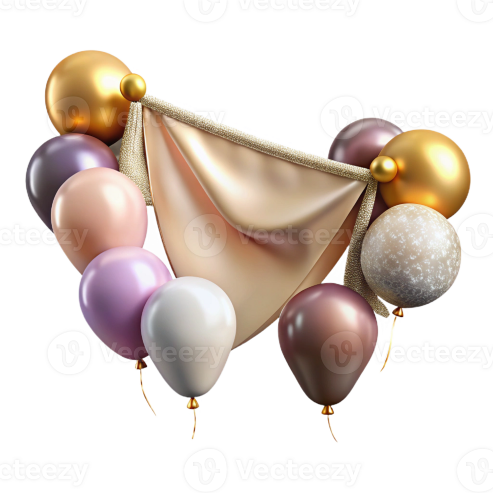 wonderful rustic Birthday Party Banner with Balloons Cutout genuine png