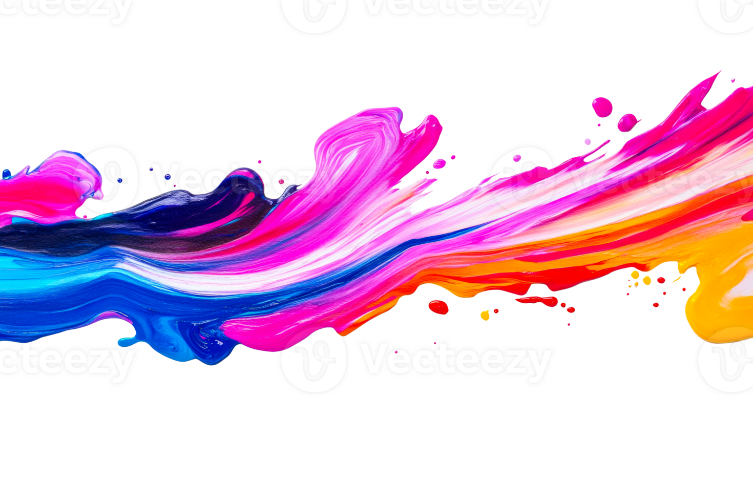 Paint splash with vibrant colors on dark background, cut out transparent png