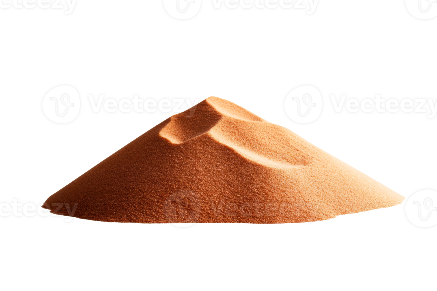 Pile of orange powder in pyramid shape, cut out transparent png
