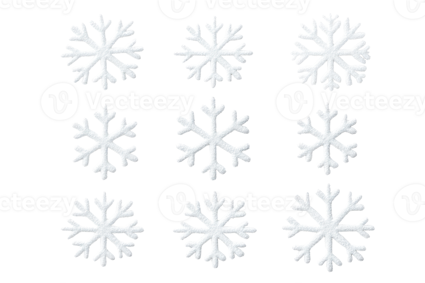 Snowflakes array on black backdrop for winter holidays design, cut out transparent png
