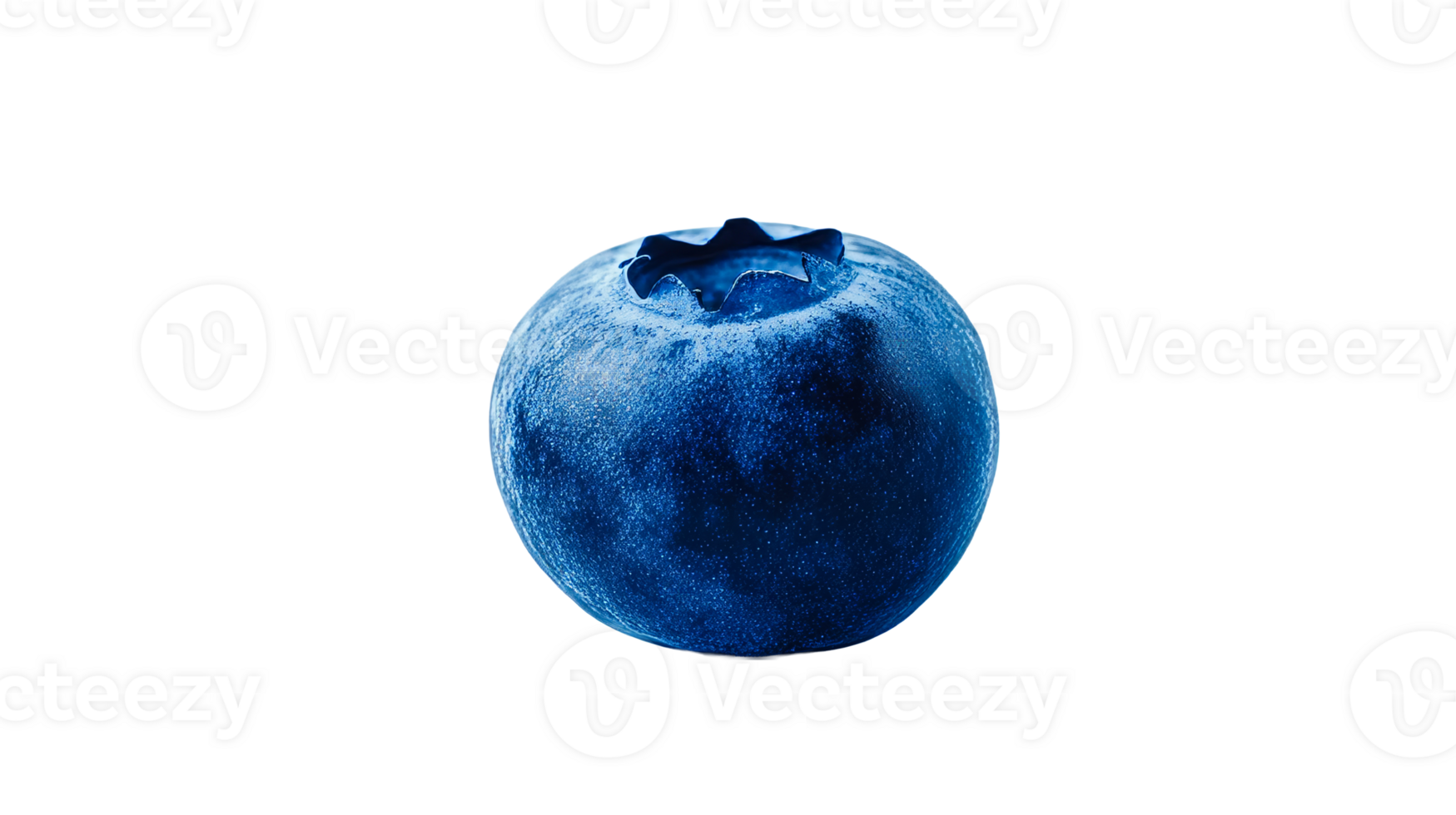 Single blue berry on isolated background, cut out transparent png