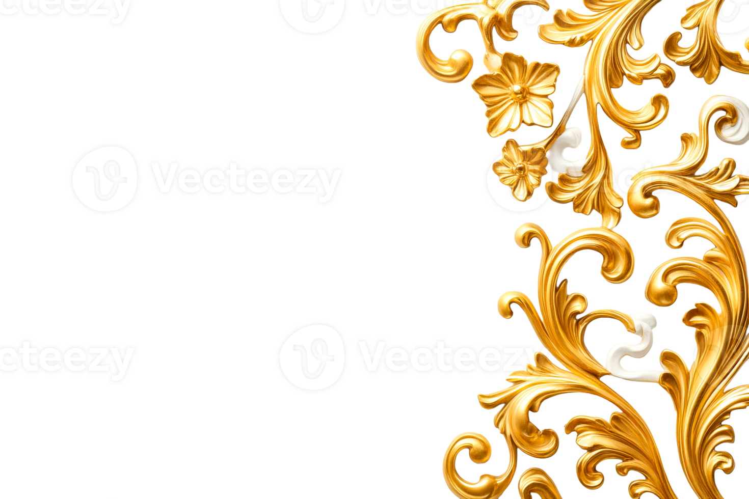Ornate gold scroll embellishments, baroque design, cut out transparent png