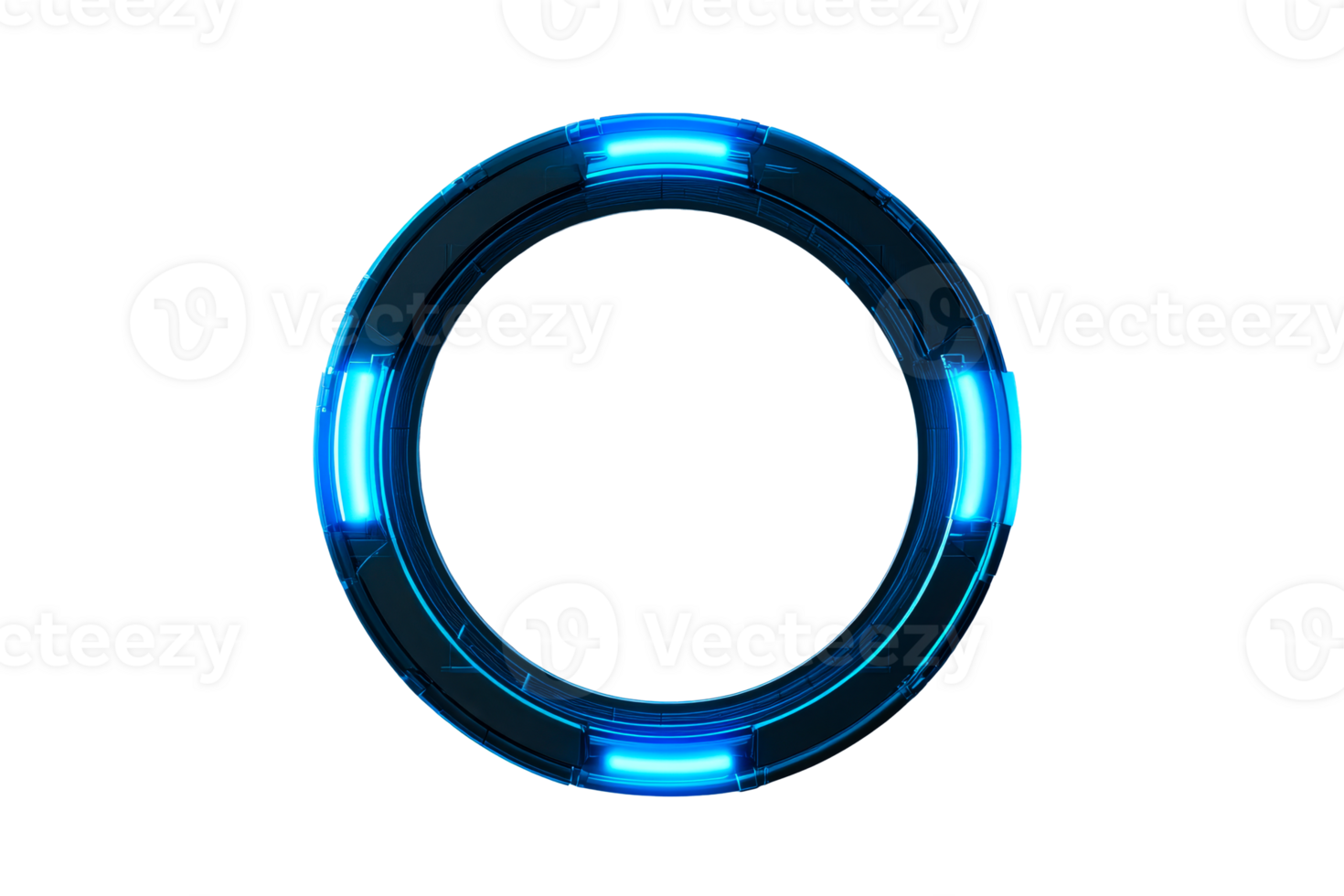 Sci-fi Ring Glowing with Blue Light, High Tech, cutout transparent png