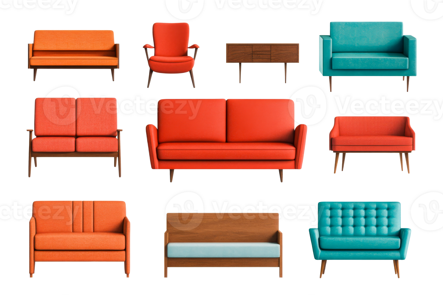 Furniture collection with modern, minimalist design , cut out transparent png