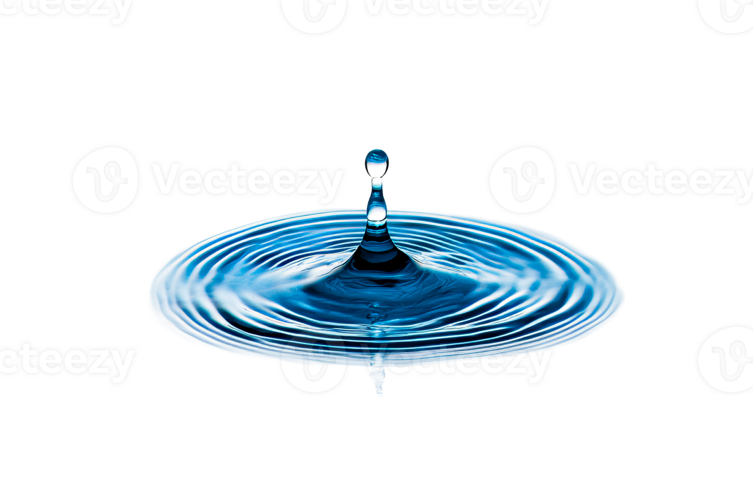 Water drop collision creates crown and ripples, cut out transparent png