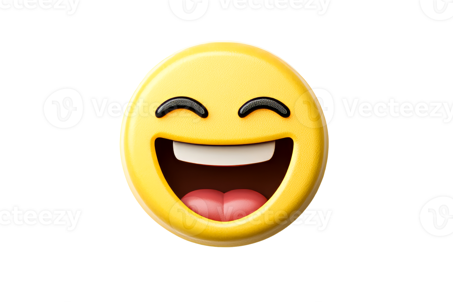 Hilarious Emoji with Wide Smile and Closed Eyes, cut out transparent png