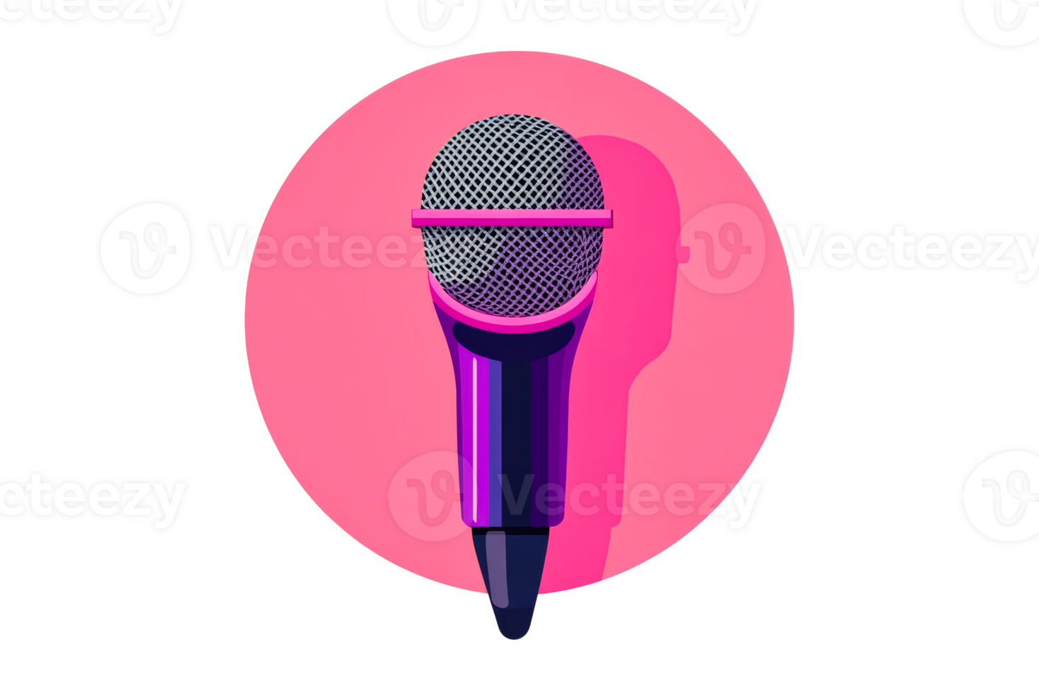 Microphone in Spotlight with Pink Background, cut out transparent png