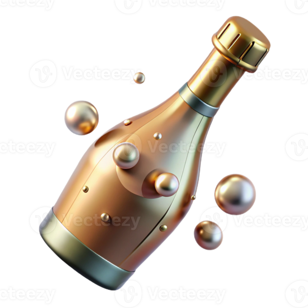stunning modern Bottle of Champagne with Bubbles Transparent for Celebrations authentic png