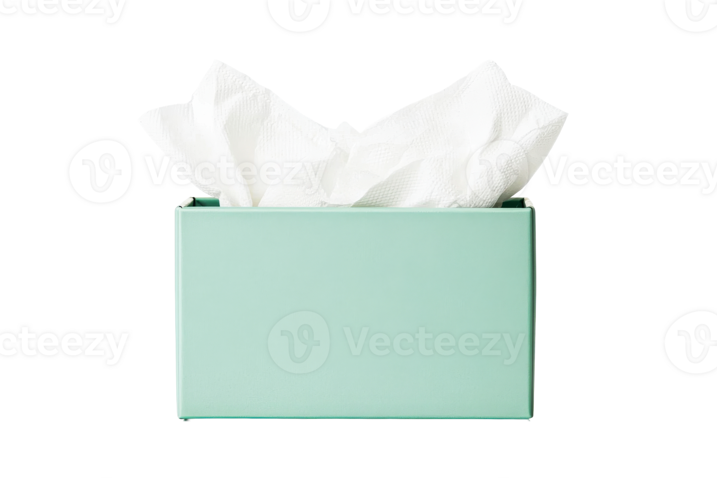 Minimalist tissue box with tissues coming out, cut out transparent png
