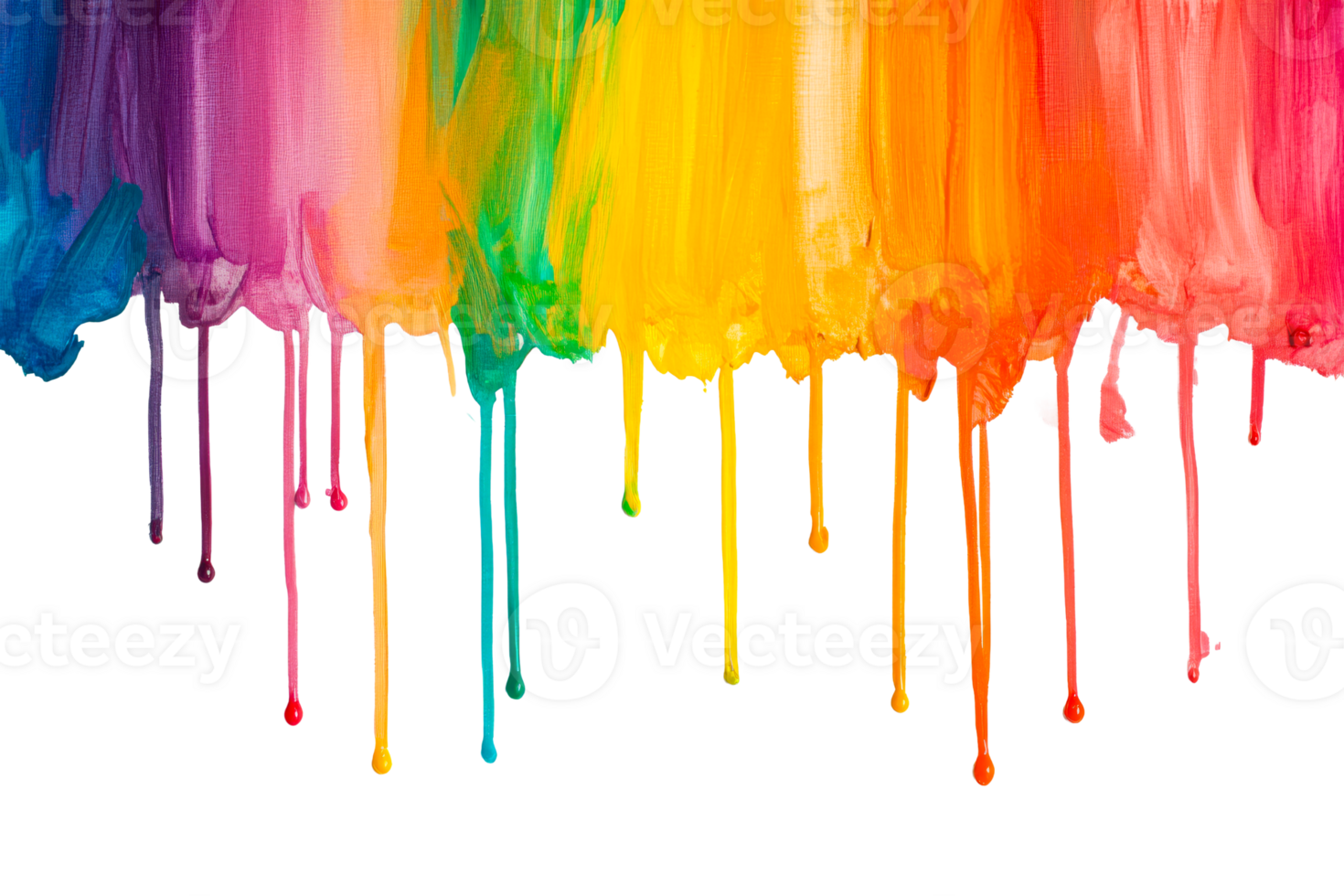 Paint drips with rainbow colors, dripping, isolated, cut out transparent png