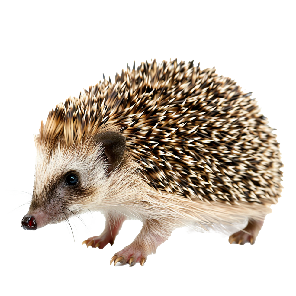 Adorable Hedgehog Closeup Brown and White Spines Tiny Paws Cute Mammal Wildlife Nature Animal Portrait png