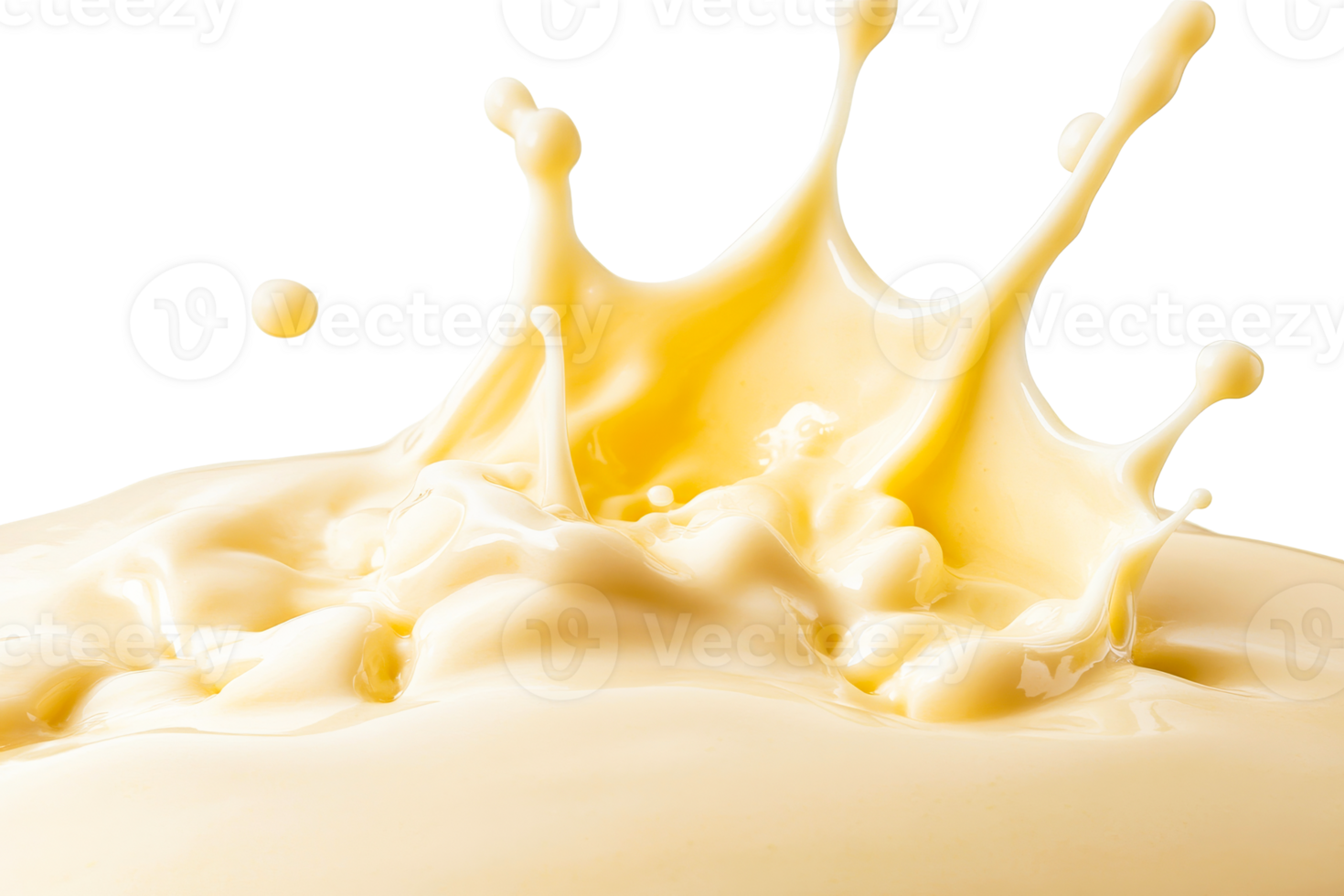 Creamy fluid splashing in a smooth surface, cut out transparent png