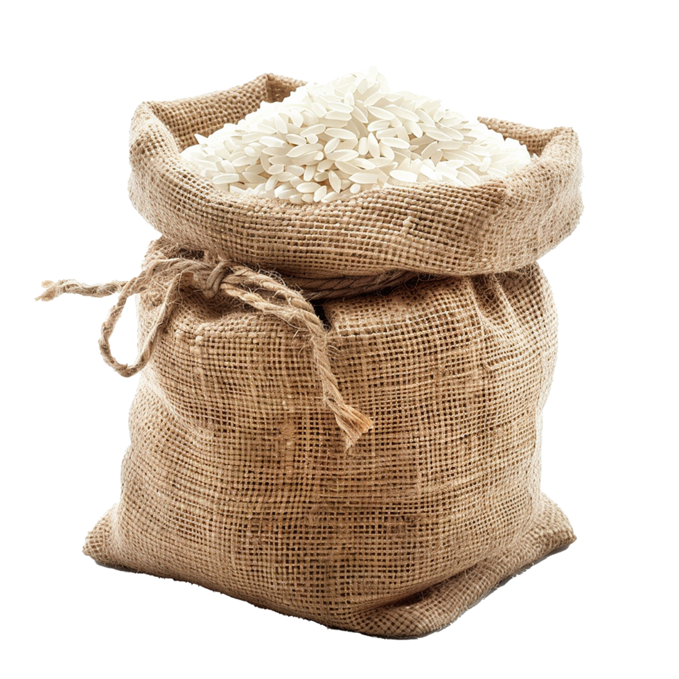 A sack full of uncooked rice grains png
