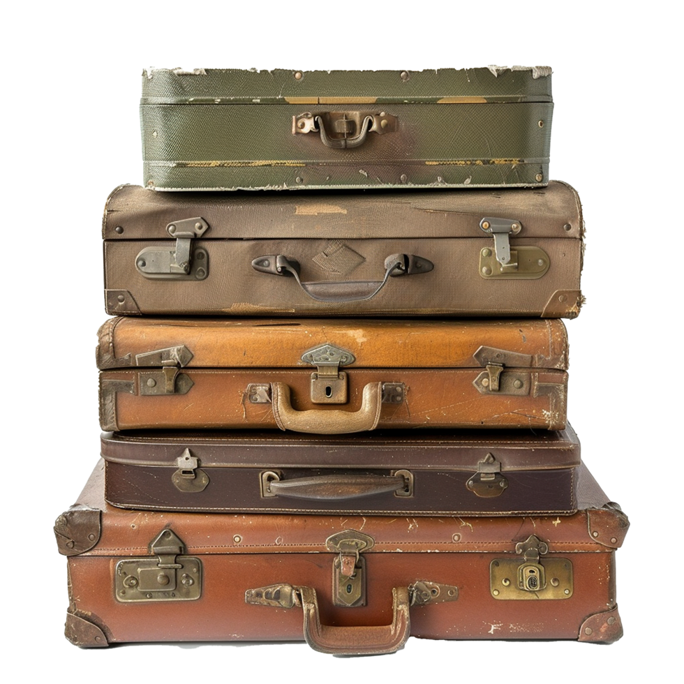 A Stack of Vintage Suitcases Ready for an Adventure png
