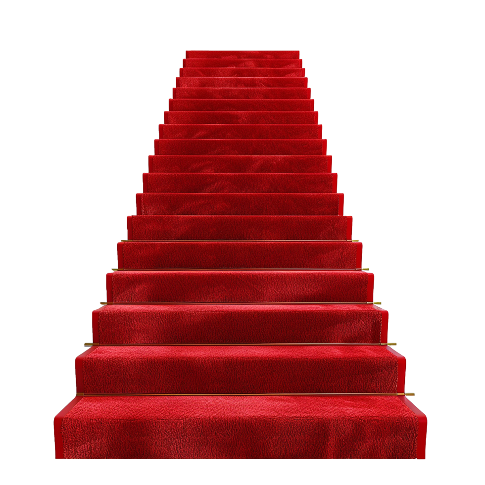 A Luxurious Red Carpet Staircase Leading Upwards to Success and Fame png