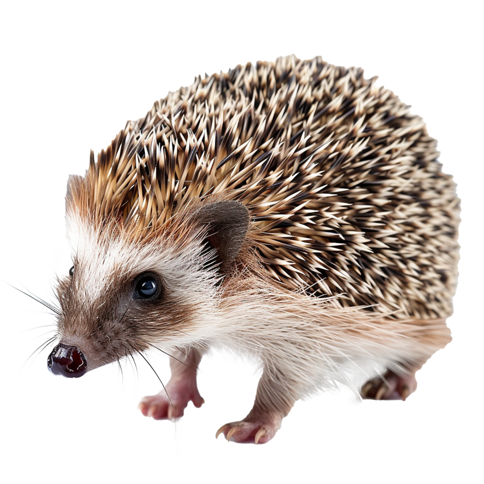 Adorable Little Hedgehog Closeup Showing its Spines Whiskers and Paws png