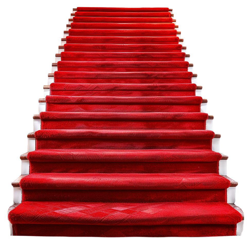 Elegant Red Carpet Staircase Leading Upwards to Success and Luxury png