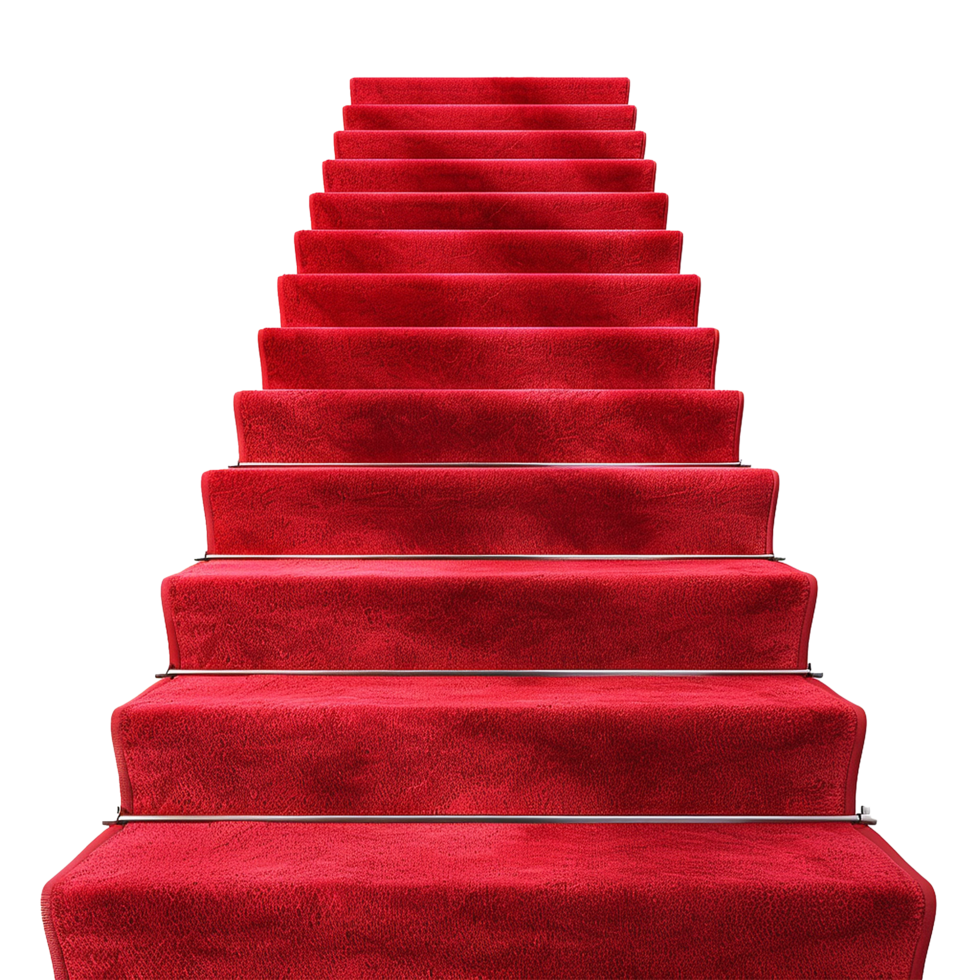 Elegant Red Carpet Staircase Leading Upwards to Success and Achievement png