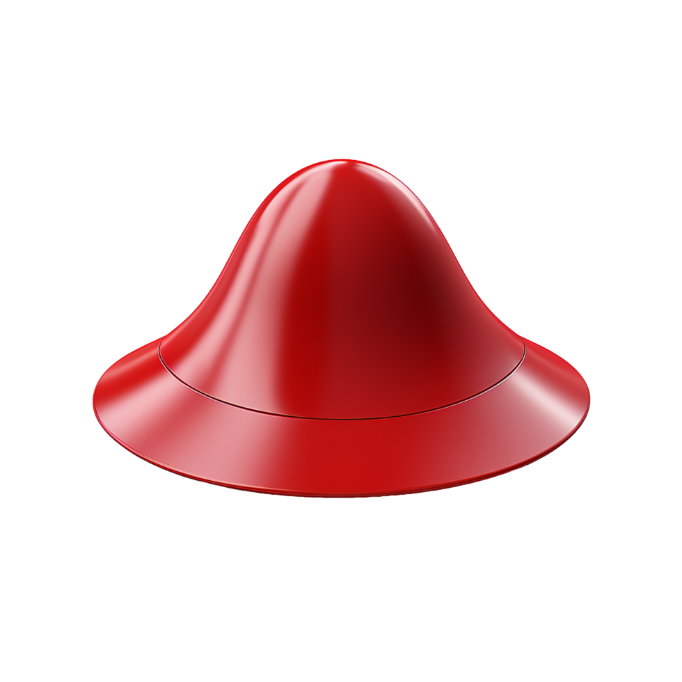 A digitally rendered image of a red bellshaped object with a wide brim a 3D model png