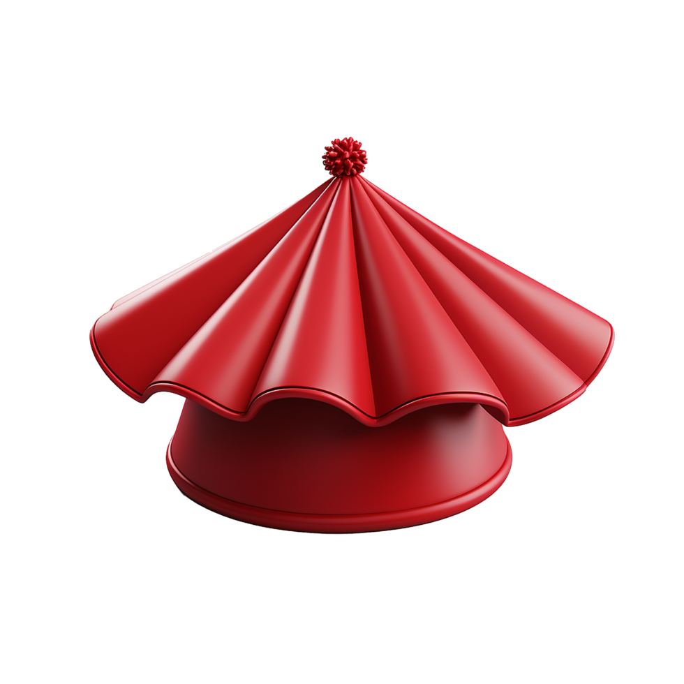 3D Render of a Red Hat with Pleats and a Pom Pom Decoration Atop png
