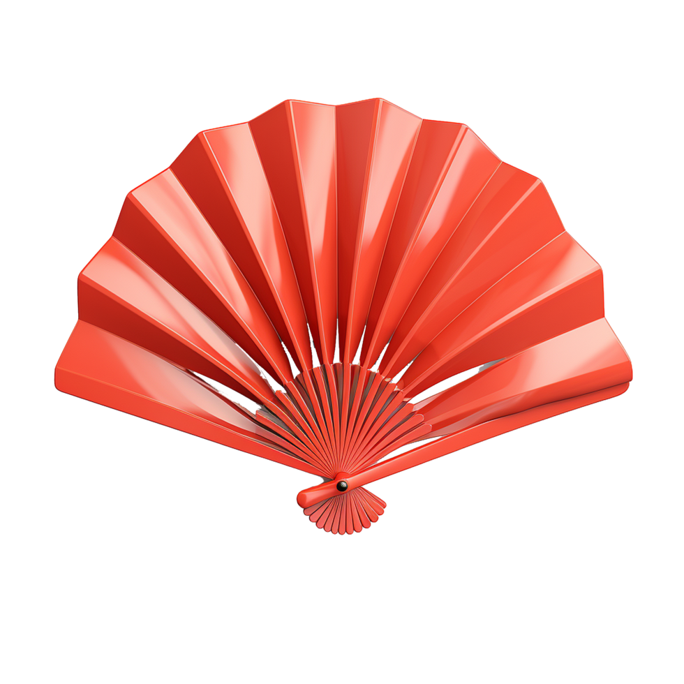 A Vivid Red Handheld Folding Fan Displayed Against a Neutral Background png