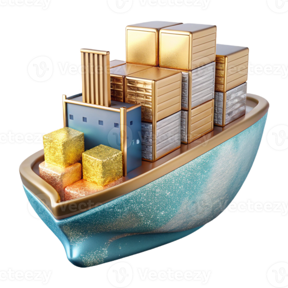 serene artistic Cargo Ship Transparent Background for Logistics Projects professional png