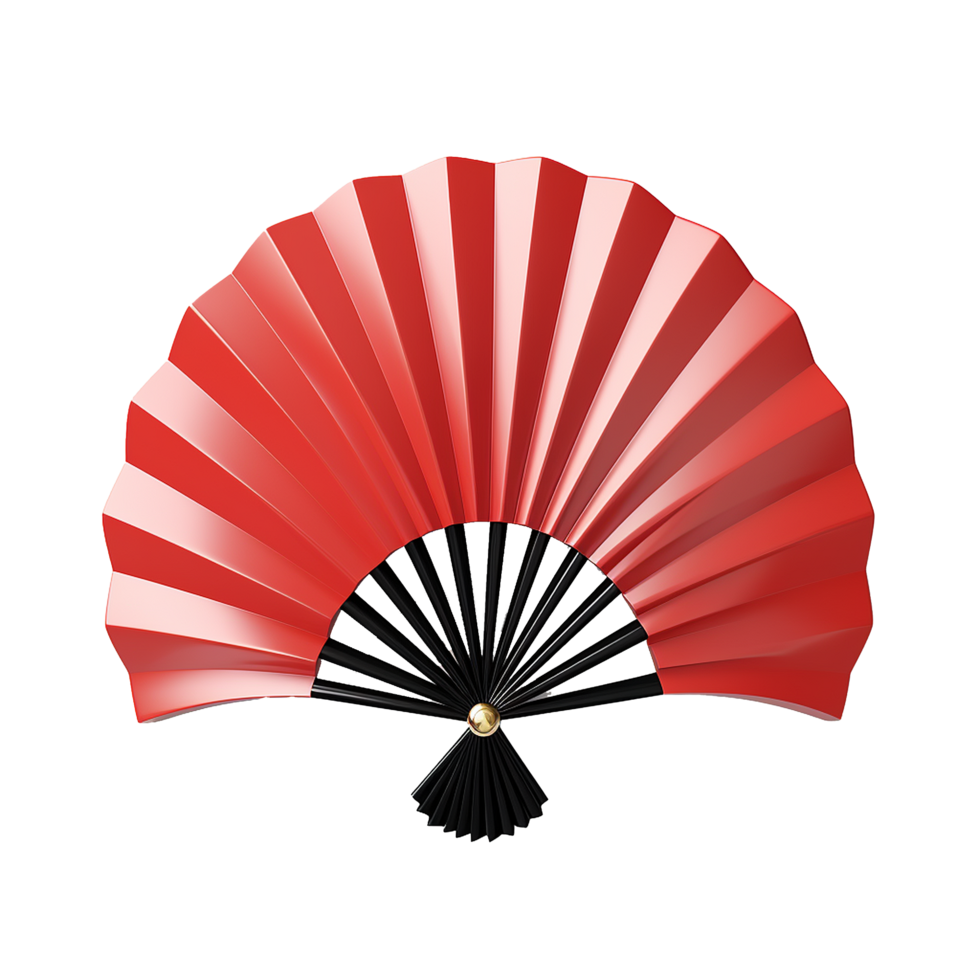 Elegant Red and Black Hand Fan 3D Render A Symbol of Japanese Culture and Summer png