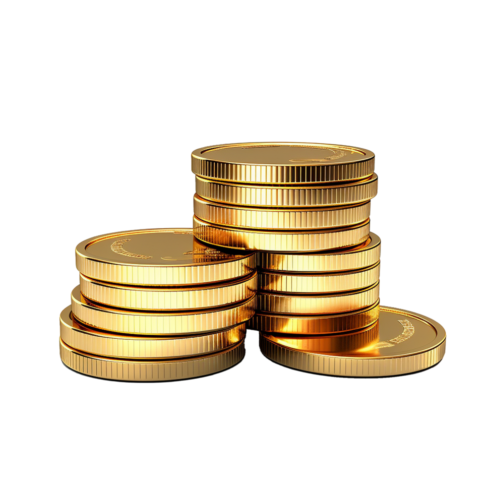 Stacks of Shiny Coins Representing Wealth and Prosperity png