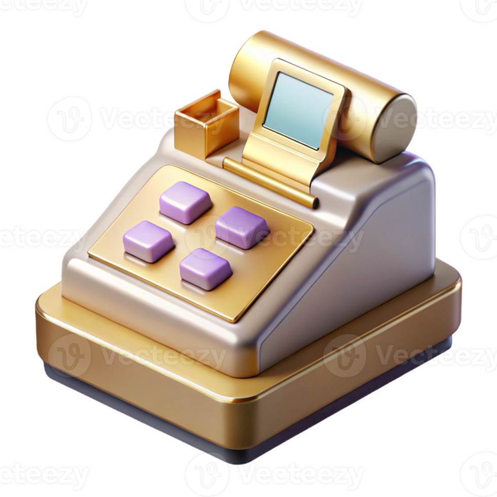 vibrant traditional Cash Register Icon Isolated Cutout for Retail Sales detailed png