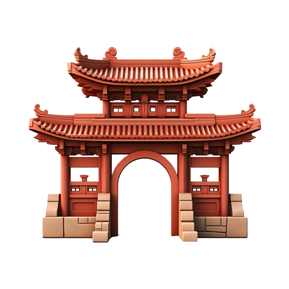 Stunning 3D Render of a Traditional Chinese Archway Gate png