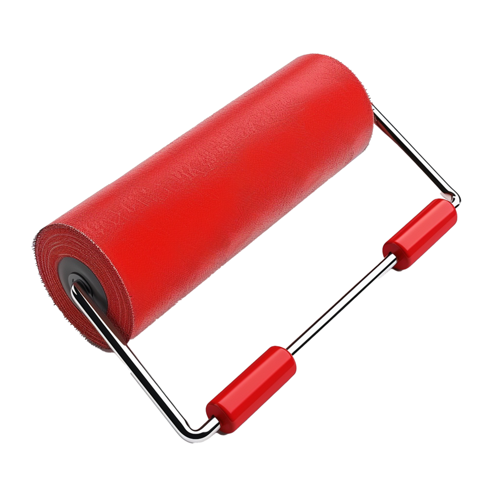 Red Fabric Roller with Metal Handle for Applying Glue or Adhesive png