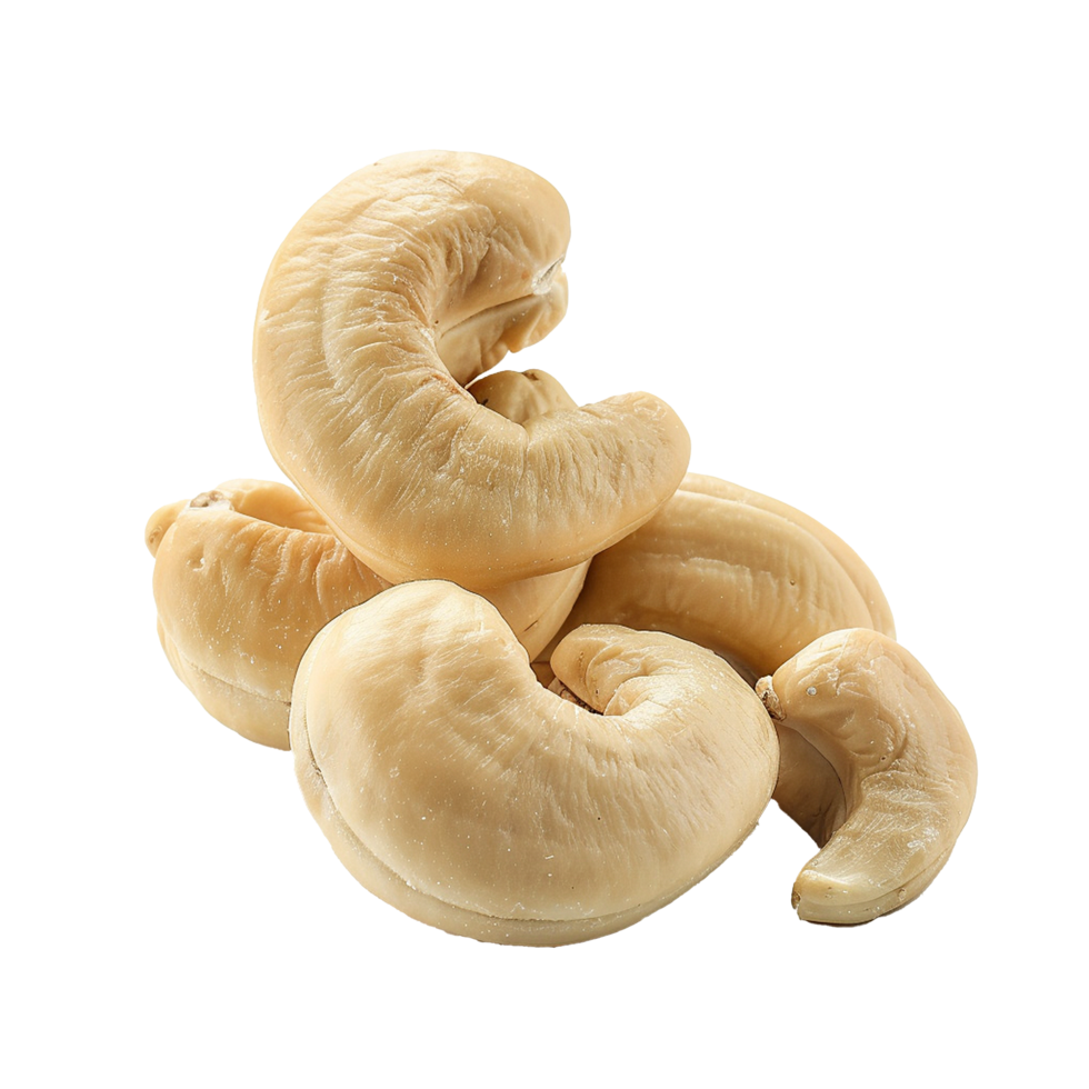 A Close Up Shot of Roasted Cashew Nuts, Showing Their Creamy Texture and Pale Yellow Color png
